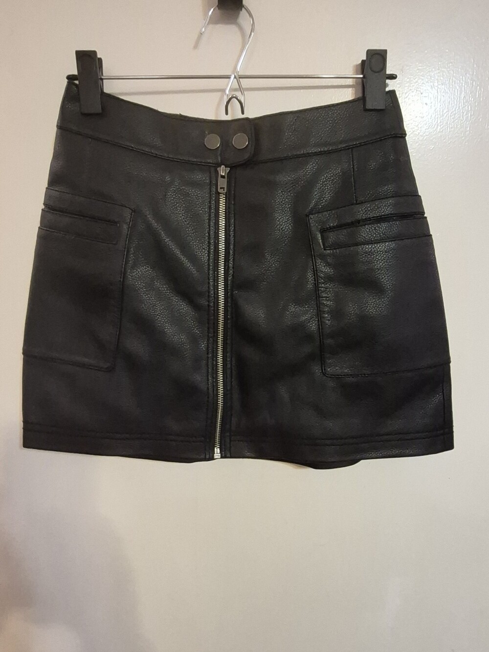 Free People Faux Leather Front Zip Mini Skirt